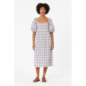 Nasty Gal Purple Gingham Puff Sleeve Midi Dress Cottagecorecorecore